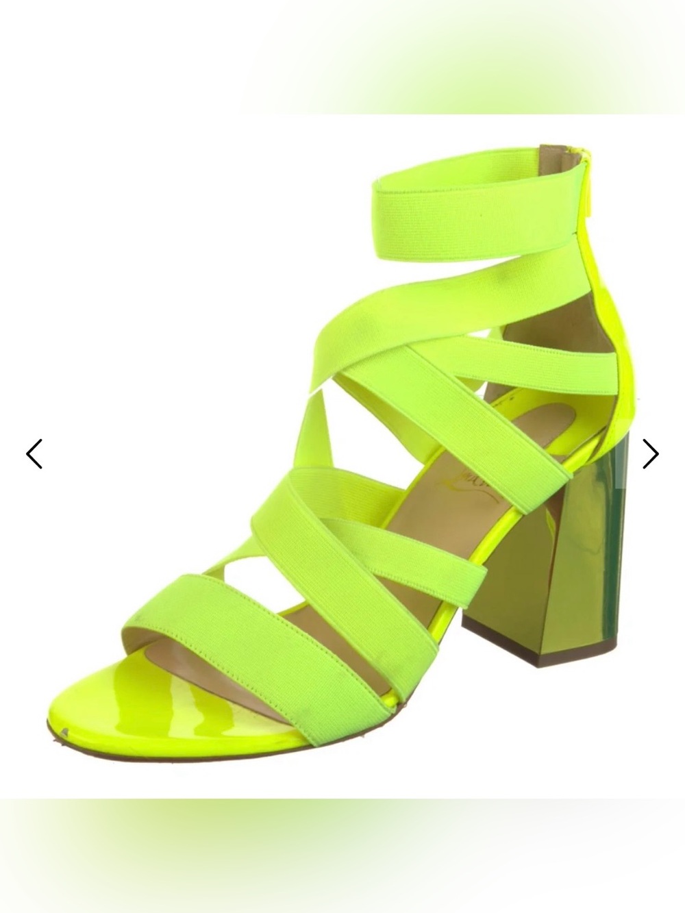 Christian Louboutin Neon Strappy Block Heel Sandal